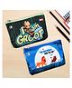 Kuber Industries Pack of 2 Pencil Pouch  Square Stationary Pouch  Pen-Pencil Box for Kids  School Geometry Pouch  Pencil Utility Bag  Zipper Pencil Organizer  Green & Blue