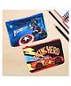 Kuber Industries Pack of 2 Pencil Pouch  Square Stationary Pouch  Pen-Pencil Box for Kids  School Geometry Pouch  Pencil Utility Bag  Zipper Pencil Organizer  Royal Blue & Red