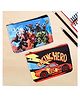 Kuber Industries Pack of 2 Pencil Pouch  Square Stationary Pouch  Pen-Pencil Box for Kids  School Geometry Pouch  Pencil Utility Bag  Zipper Pencil Organizer  Black & Red