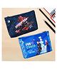Kuber Industries Pack of 2 Pencil Pouch  Square Stationary Pouch  Pen-Pencil Box for Kids  School Geometry Pouch  Pencil Utility Bag  Zipper Pencil Organizer  Navy Blue & Blue