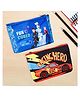 Kuber Industries Pack of 2 Pencil Pouch  Square Stationary Pouch  Pen-Pencil Box for Kids  School Geometry Pouch  Pencil Utility Bag  Disney Pencil Organizer  Blue & Red