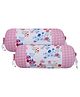 Kuber Industries Cotton Floral Print Attractive Bolster Cover With Drawstring for Home Decor Set of 2 - White