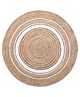 Kuber Industries Hand Woven Braided Carpet RugsRound Traditional Spiral Design Jute Door matMat For Bedroom,Living Room,Dining Room,Yoga,60x60 cm,(White,