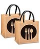 Kuber Industries Shopping BagJute Eco-Friendly & Reusable Grocery BagHand Bag With Zip & Handle for Daily UsePack of 2,Brown,