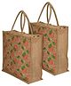 Kuber Industries Shopping BagJute Eco-Friendly & Reusable Grocery BagHand Bag Strawberry Print With Zip & Handle for Daily Use16x15 InchPack of 2,Brown,
