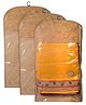 Kuber Industries Hanging Saree Cover for Clothes StorageNon Woven Flower Pattern Wardrobe Organizer With Transparent WindowPack of 3,Cream,