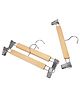 Kuber Industries HangerSteel Adjustable ClipsWooden Natural Finish Closet Hanger with Swivel Hook for Clothes & Classical LifestylePack of 3,Brown,
