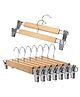 Kuber Industries HangerSteel Adjustable ClipsWooden Natural Finish Closet Hanger with Swivel Hook for Clothes & Classical LifestylePack of 9,Brown,