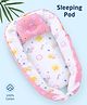 Zoe 100% Cotton Sleeping Pod Bed Cum Carry Nest Cum Portable Bassinet Bee Theme- Pink