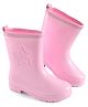 Oh! Pair Solid Gumboots with Text Applique - Pink