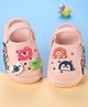 Oh! Pair Clogs with  Back Strap Closure with Teddy Bear Penguin Applique -Pink