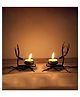 Shree Kala Home Decor The Art of Bastar Tribe, Reindeer Pair Sitting T Light Candle Holder