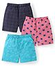 Babyhug Cotton Poplin Boxers Stripes Star & Checks Print Pack of 3 - Multicolour