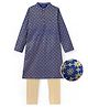 Earthy Touch Single Jersey Knit Full Sleeves Kurta & Pyjama Set With Zari Design - Blue