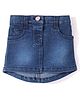 Babyhug Mid Thigh Length Solid Color Stretchable Denim Skirt - Dark Blue