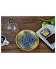 Nakshikathaa Utsav Brass Cake Stand with Glass Cloche (Blue)