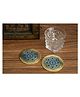 Nakshikathaa Utsav Brass Coaster - Set of 2 (Blue)