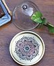 Nakshikathaa Utsav Brass Cake Stand with Glass Cloche (Maroon)