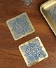 Nakshikathaa Dohar Brass Square Coaster Blue - Set of 2