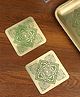 Nakshikathaa Dohar Brass Square Coaster  Green - Set of 2