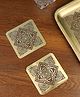 Nakshikathaa Dohar Brass Square Coaster Maroon - Set of 2