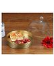 Nakshikathaa Dohar Brass Cookie tray with Glass Cloche - Green