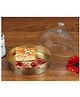 Nakshikathaa Dohar Brass Cookie tray with Glass Cloche - Maroon