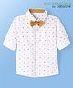 Babyoye 100% Cotton Knit Full Sleeves Printed Party Shirt With Bow - White & Orche