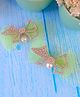 Little Tresses Set Of 2 Bow & Pearl Embellished Alligator Hair Clips  - Green