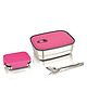 Nabhya Brazil Big Stainless Steel Tiffin Box for Kids, Airtight Leak Proof Lunch Box with Mini Katori Inside with Spoon | Meal Lunch Box for School, Boys & Girls-1220ml  Pink