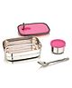 Nabhya Brazil Medium Stainless Steel Tiffin Box for Kids, Airtight Leak Proof Lunch Box with Mini Katori Inside with Free Spoon | Meal Lunch Box for School, Boys & Girls-670ml Pink