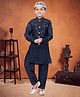 Pehanaava Eid Theme Full Sleeves Solid Coordinating Kurta Pyjama With Paisley Sequin Embellished Jacket & Cap - Black