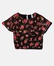 Kiddopanti Half Sleeves Floral Printed Layered Top - Navy Blue