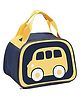 House of Quirk Insulated Reusable Lunch Bag Tote Bag Three-Layer Thick Fabric for School  Picnic  Office  Outdoor Gym  - Small Bus Dark Blue/Yellow