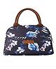 House of Quirk Insulated Nylon Reusable Lunch Bag Tote Printed Bag for School  Picnic  Office Use -  - Blue Flower Leaves