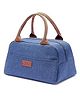 House of Quirk Insulated Reusable Lunch Bag Tote Printed Bag for School Picnic Office Outdoor Gym  - Denim Blue