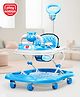 Play Nation Foldable Baby Walker with Parental Push Handle - Blue| Adjustable Height| Removable Foot Mat| Smooth Swivel Wheels| Cushion Seat| Removable Toy Tray