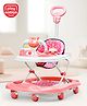 Play Nation Foldable Baby Walker with Parental Push Handle - Pink| Adjustable Height| Removable Foot Mat| Smooth Swivel Wheels| Cushion Seat| Removable Toy Tray