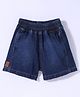 Little Kangaroos 100% Cotton Knee Length Washed Denim Shorts - Dark Blue