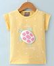 Little Kangaroos 100% Cotton Half Sleeves Top with Turtle Applique & Text Print - Light Yellow