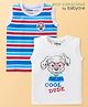Babyoye Disney Cotton Sleeveless Striped T-Shirt With 101 Dalmatians Graphics Pack of 2 - Multicolor