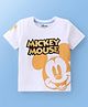 Babyoye Disney  Cotton Knit Half Sleeve T-Shirt with Mickey Mouse Graphics - Bright White