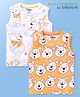 Babyoye Disney Cotton Sleeveless T-Shirt With Winnie the Pooh All Over Print Pack of 2 - White & Orange