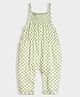 Mi Arcus Peanuts Featuring Sleevless Snoopy Printed & Checked Jumpsuit - Green