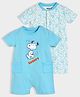 Mi Arcus Pack Of 2 Peanuts Featuring Half Sleeves Snoopy Printed Rompers - Blue & White