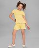 Mi Arcus 100% Cotton Half Sleeves Ribbed Top With Shorts - Set Yellow