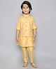 Ministitch Full Sleeves Solid Coordinating Kurta & Pyjama Set With Sequin Motif  Embellished Jacket - Yellow