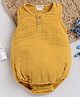 Cot & Candy Sleeveless Round Neck Solid Muslin Romper  -Mustard