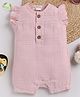 Cot & Candy Sleeveless Round Neck Solid Muslin Romper  -Pink Blush