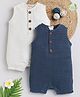 Cot & Candy Sleeveless Round Neck Solid Muslin Romper  -Milk and Navy